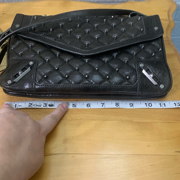 Rebecca Minkoff Brown Leather Quilted Studded Crossbody Messenger Bag VGUC - Picture 6 of 17